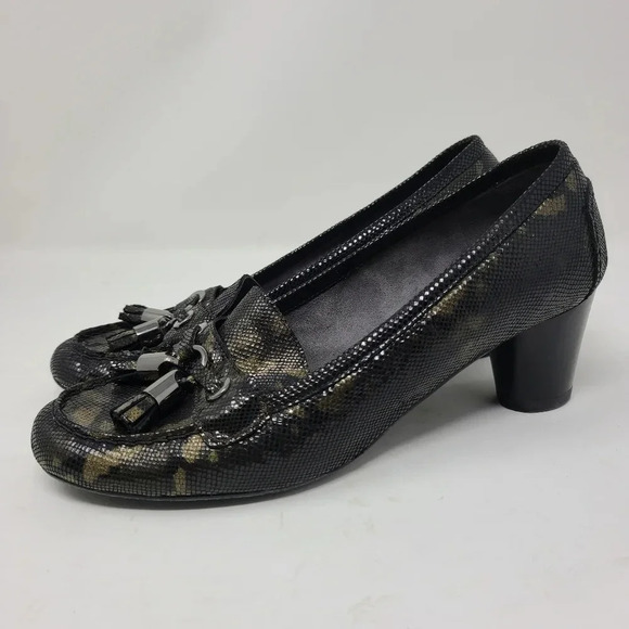 Stuart Weitzman Camouflage Print Loafer Heels 7.5 - Picture 4 of 9